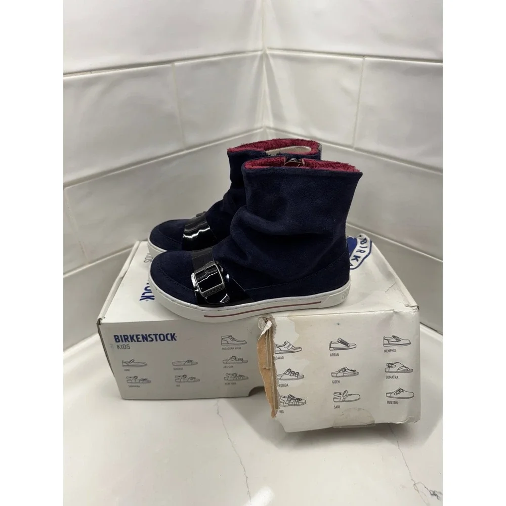 Birkenstock Kids ZW11 Mitten Boot Night Blue Buckle‎ Winter Shoes